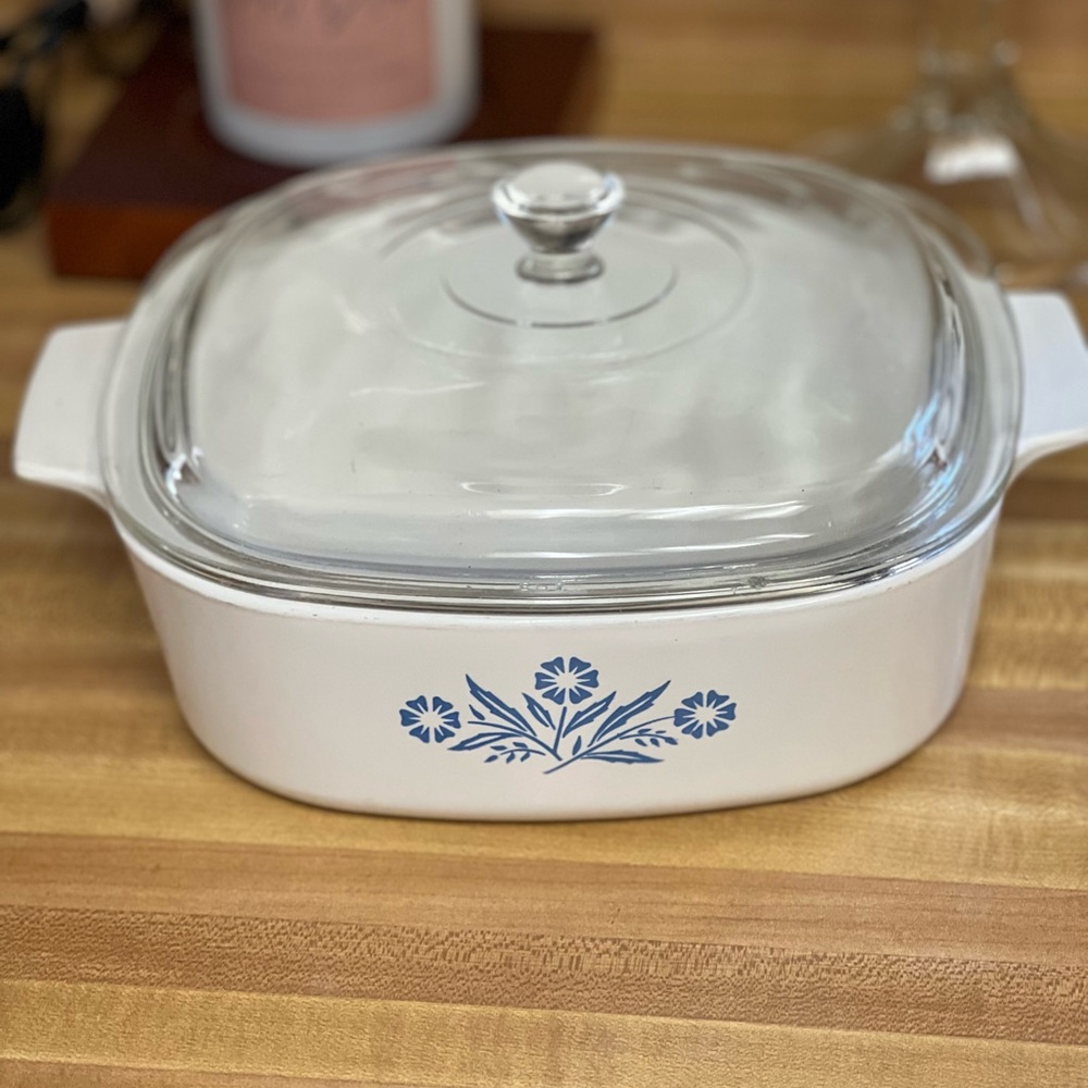 2qt Corningware Blue and White Cookware Casserole Dish